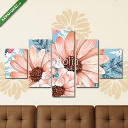 Többrészes Vászonkép, Premium Kollekció: Floral seamless pattern 12. Watercolor flowers. (135x70 cm, S01)