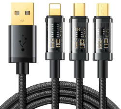 JOYROOM USB cable Joyroom S-1T3015A5 3in1 USB-C / Lightning / Micro USB 3.5A 1.2m (black) (26649) - vexio