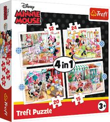Trefl Puzzle 4 în 1 - Minnie cu prietenii / Disney Minnie (34355)