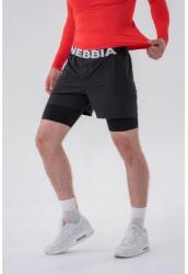 NEBBIA Double-Layer Black férfi rövidnadrág - NEBBIA L