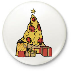printfashion Pizza karácsonyfa - Kitűző, hűtőmágnes - Fehér (10150958)