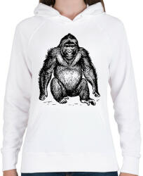 printfashion Gorilla - Női kapucnis pulóver - Fehér (10595041)