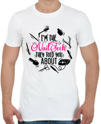 printfashion Műkörmös, Nailtech, Műköröm - Férfi póló - Fehér (10968003)