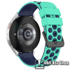  Okosóra sportszíj - MENTA ZÖLD / SÖTÉTKÉK - szilikon - 121mm+94mm hosszú, 22mm széles - Realme Watch 3 / Xiaomi Watch S1 Pro / Huami Amazfit Zepp Z / Haylou RT2 LS10 / HUAWEI Watch GT / GT 2 46mm / GT
