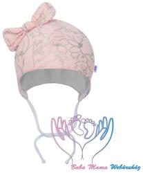  NUNU pamut megkötős sapka fülvédővel - Rózsaszín mintás