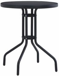vidaXL Masă de grădină, negru, 60 cm, oțel și sticlă (47252)