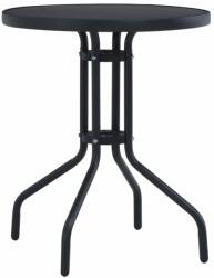 vidaXL Masă de grădină, negru, 80 cm, oțel și sticlă (47253)