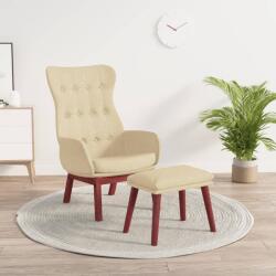 vidaXL Scaun de relaxare cu taburet, crem, textil (3097725)
