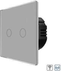 Luxion Intrerupator Dublu Wi-Fi + RF433 cu Touch din Sticla LUXION - culoare gri