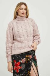 ANSWEAR pulover de lana femei, culoarea roz, călduros, cu guler BBYX-SWD024_30X