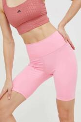 adidas Performance pantaloni scurți de antrenament Optime femei, culoarea roz, neted, high waist 9BYY-SZD074_30X