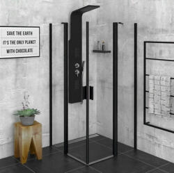 POLYSAN Zoom Line Black szögletes zuhanykabin 90x90 cm transzparent üveg, fekete ZL5415B (ZL5415B)