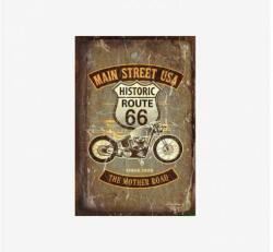 Tac Signs - Plăcuță metalică decorativă [30x40cm] - Route 66 Motorcycle Since 1926 (DCC-TACOTRW1007)