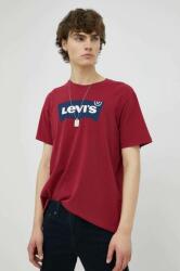 Levi's pamut póló bordó, nyomott mintás - burgundia XS