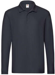 Fruit of the Loom Uniszex Galléros póló Hosszú ujjú Fruit of the Loom Premium Long Sleeve Polo - 3XL, Mély sötétkék (navy)