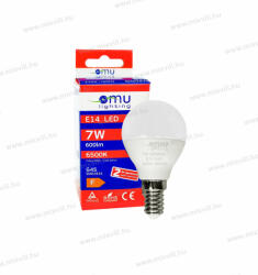 OMU Lighting LED izzó E14 G45 7W 600lm 6500K hideg fehér garancia 2 év LBE14G457.06006500 (LBE14G457.06006500)