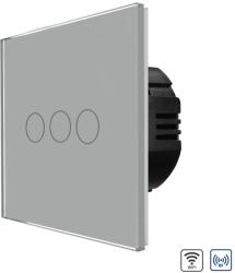 Luxion Intrerupator Triplu Wi-Fi + RF433 cu Touch din Sticla LUXION - culoare gri