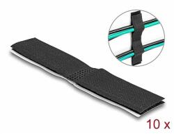 Delock Tépőzáras, öntapadós kábeltartó szett H 110 mm x Sz 20 mm, 10 db-os, fekete (19098) - dellaprint