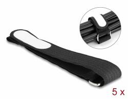 Delock Tépőzáras kábelkötegelő horoggal és feliratozható felülettel Hx 457 mm és Sz 25 mm 5 db. fekete (19619) - dellaprint