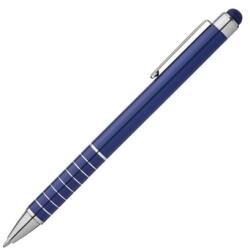Golyóstoll touchpad érintővel, fém, kék test, 8 gyűrűvel