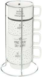5five Simple Smart Set 4 cani Happy, ceramica, suport metalic, 7 x 8 cm, 220 ml