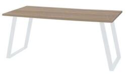 Viva Shape irodai asztal, 200 x 80 x 75 cm, egyenes kivitel, fehér lábakkal, sonoma tölgy