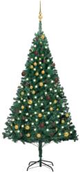 vidaXL Műkarácsonyfa LED fényekkel és gömb szettel 210 cm (3077537)