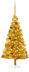 vidaXL Arany színű műkarácsonyfa LED fényekkel és gömb szettel 180 cm (3077519)