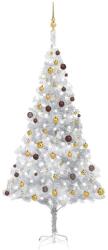 vidaXL Ezüst színű műkarácsonyfa LED fényekkel gömb szettel 240 cm (3077526)