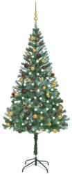 vidaXL Műkarácsonyfa LED fényekkel gömb szettel tobozokkal 180 cm (3077528)