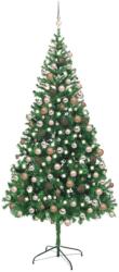vidaXL Műkarácsonyfa LED fényekkel és gömb szettel 210 cm (3077576)