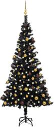 vidaXL Fekete műkarácsonyfa LED fényekkel gömb szettel 150 cm (3077503)
