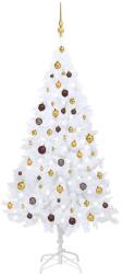 vidaXL Fehér műkarácsonyfa LED fényekkel és gömb szettel 180 cm (3077541)