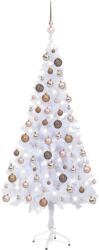 vidaXL Műkarácsonyfa LED fényekkel és gömb szettel 180 cm (3077580)