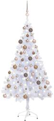 vidaXL Műkarácsonyfa LED fényekkel és gömb szettel 120 cm (3077578)