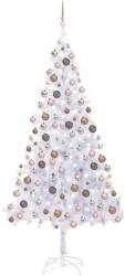vidaXL Műkarácsonyfa LED fényekkel és gömb szettel 210 cm (3077581)