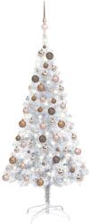 vidaXL Ezüst színű műkarácsonyfa LED fényekkel és gömb szettel 150 cm (3077609)