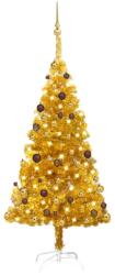 vidaXL Arany színű műkarácsonyfa LED fényekkel és gömb szettel 150 cm (3077518)