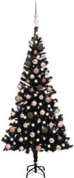 vidaXL Fekete műkarácsonyfa LED fényekkel és gömb szettel 180 cm (3077590)