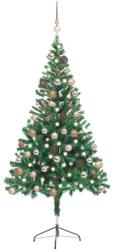 vidaXL Műkarácsonyfa LED fényekkel és gömb szettel 150 cm (3077574)