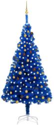 vidaXL Kék műkarácsonyfa LED fényekkel és gömb szettel 240 cm (3077511)