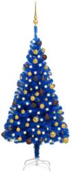 vidaXL Kék műkarácsonyfa LED fényekkel és gömb szettel 120 cm (3077507)