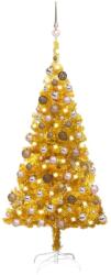 vidaXL Arany színű műkarácsonyfa LED fényekkel és gömb szettel 150 cm (3077604)