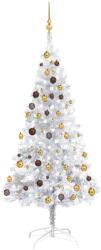 vidaXL Ezüst színű műkarácsonyfa LED fényekkel és gömb szettel 180 cm (3077524)