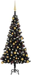 vidaXL Fekete műkarácsonyfa LED fényekkel és gömb szettel 120 cm (3077502)