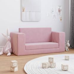 vidaXL Canapea pentru copii cu 2 locuri, roz, pluș moale (341856) Canapea