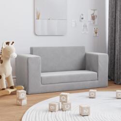 vidaXL Canapea pentru copii cu 2 locuri, gri deschis, pluș moale (341852) Canapea
