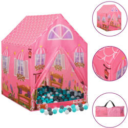vidaXL Cort de joacă pentru copii cu 250 bile, roz, 69x94x104 cm (3107749) - vidaxl