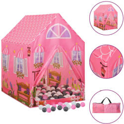 vidaXL Cort de joacă pentru copii cu 250 bile, roz, 69x94x104 cm (3107750) - vidaxl