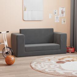 vidaXL Canapea pentru copii cu 2 locuri, antracit, pluș moale (341853) Canapea